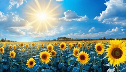 sunflower field against the sky, summer, sunflower