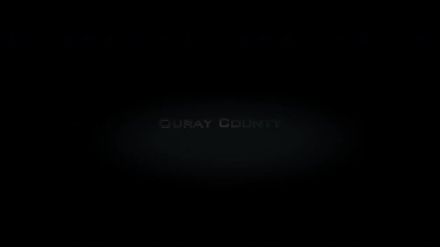 Ouray County 3D title metal text on black alpha channel background