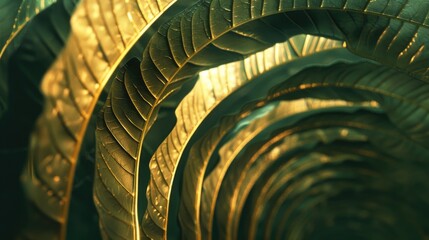 A close-up of golden leaves arranged in a pattern