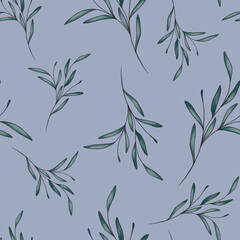 Naklejka premium Botanical seamless pattern with edelweiss flowers and leaves, illustration for textile print, wallpaper, wrapping paper, wattle, card, letter, wedding, holiday, packing