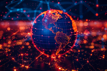 Fototapeta premium The globe surrounded by communication networks