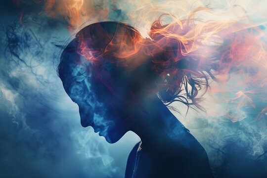 Abstract image of depression, bipolar disorder, mental illness or neurodivergent brain