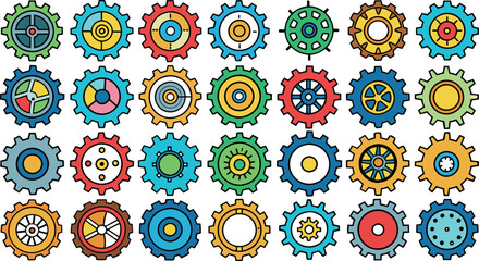 gear wheels icons in flat style