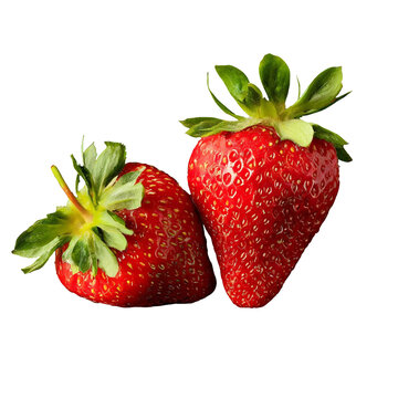 strawberries, isolated image on transparent background