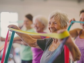 Group of Older Women Doing Stretching Exercises