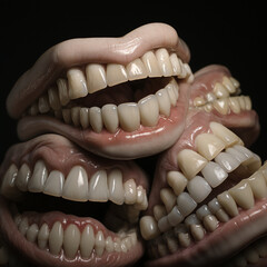 a pile of white teeth, ad compaign style сreated with Generative Ai