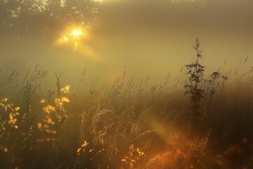 Goldene Morgensonne in der Natur, atmosphärischer Hintergrund  - obrazy, fototapety, plakaty