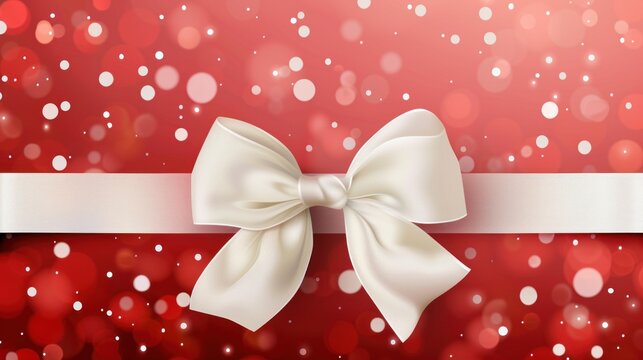 White bow for greeting card template element. AI generated image