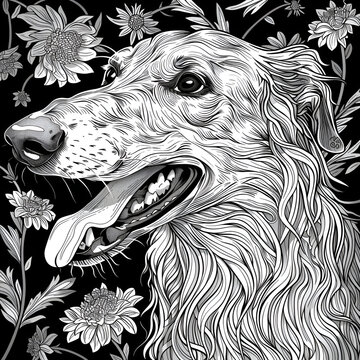 Black and white image of a dog