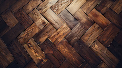 Herringbone pattern with rustic wood planks. Aged parquet texture for design and print with a vintage feel, wood texture background