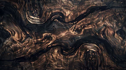 Tuinposter Wood texture, Dark swirling wood grain pattern. Abstract organic background for design and print with rich textures and depth © Udari