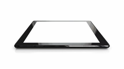 Obraz na płótnie Canvas 3d render black tablet computer with blank screen isolated on white background. AI generated
