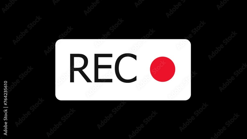 Poster inscription rec and blinking red circle dot isolated on transparent background with alpha channel. a