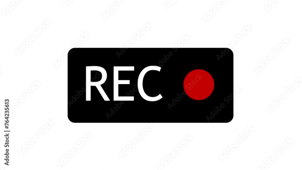 Poster inscription rec and blinking red circle dot isolated on transparent background with alpha channel. a