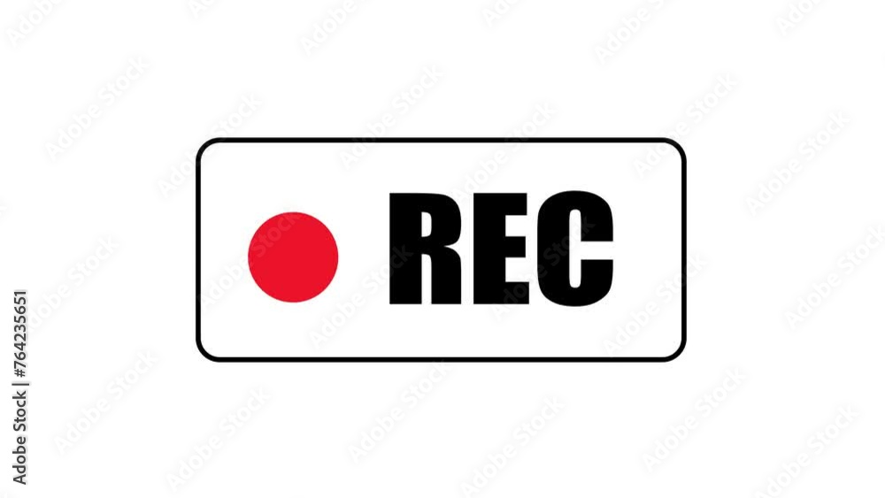 Poster inscription rec and blinking red circle dot isolated on transparent background with alpha channel. a