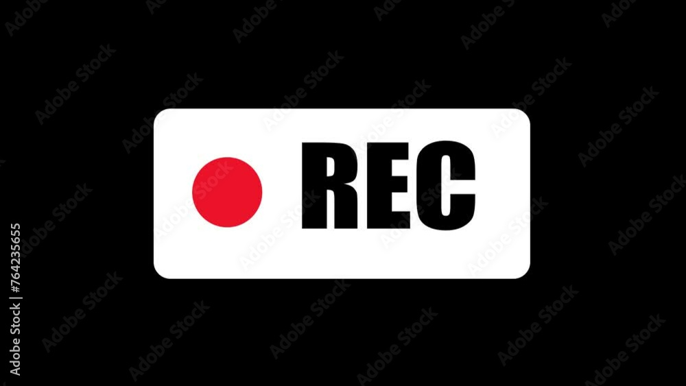 Poster inscription rec and blinking red circle dot isolated on transparent background with alpha channel. a
