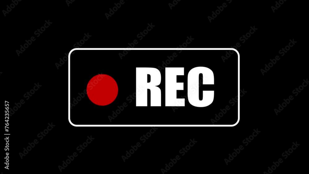 Poster inscription rec and blinking red circle dot isolated on transparent background with alpha channel. a