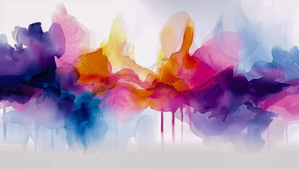 Foto op Plexiglas Artistic explosion of watercolor on textured background, blending vibrant colors and creativity © Jannat
