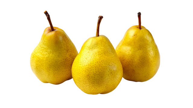 Three fresh yellow pears. isolated on transparent background.