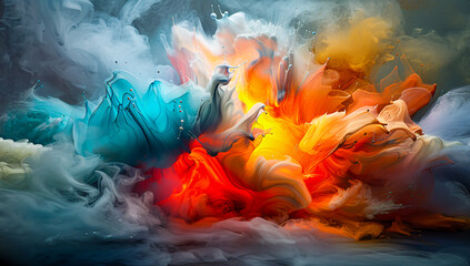 Vibrant abstract cloud, a creative blend of colors and textures representing dreamlike fantasies - obrazy, fototapety, plakaty