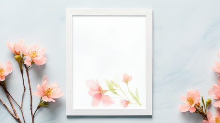 a picture frame with pink flowers