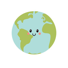 Cute Earth. Vector illustration on white background.