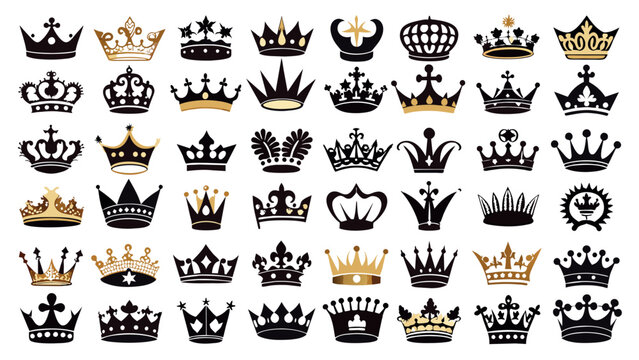 crown heraldic silhouette icons