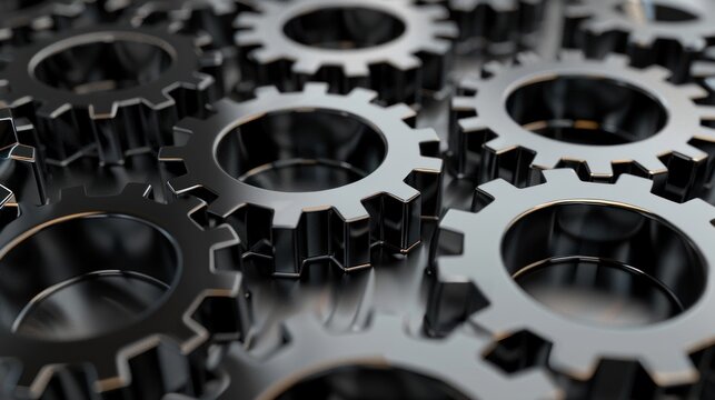 3d illustration of gear wheels of machinery texture background. AI generated image