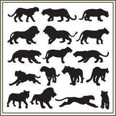 Tiger silhouette set, Tiger silhouette 