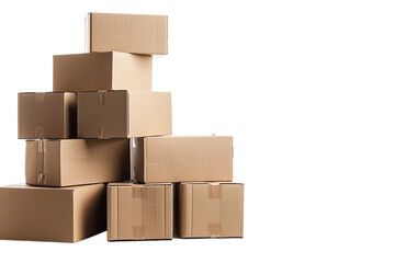 Stacked cardboard boxes. Isolated on a pure white background 