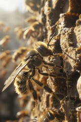 An Africanized Honey Bee guarding its hive with ferocity, ready to swarm at the slightest threat