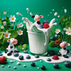 yoghurt with berries and cows for kids