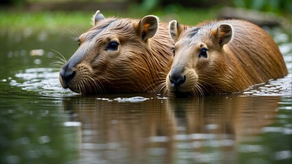 wild boar in the water