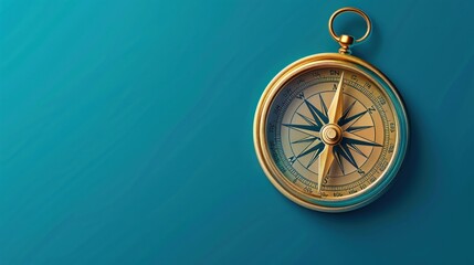 Compass with arrow points on a blue background. AI generated image