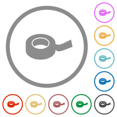 Insulating tape flat icons with outlines