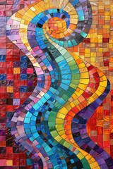 Colorful Mosaic Tile Wall With Spiral Design