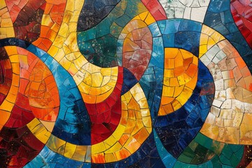 Fototapeta premium Vibrant Mosaic Wall Close Up