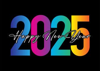 Happy new year 2025 text design for poster design template card banner vector illustration.