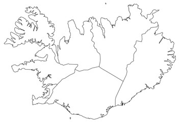 Obraz premium Outline of the map of Iceland with regions