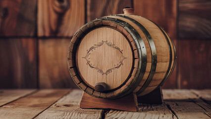 Old wooden barrel concept mockup template
