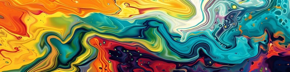 marbled waves of vivid colors in dynamic flow art - obrazy, fototapety, plakaty