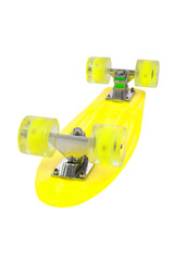 Yellow skateboard deck on white background