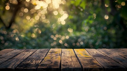 Rustic Wooden Table With Blurry Background