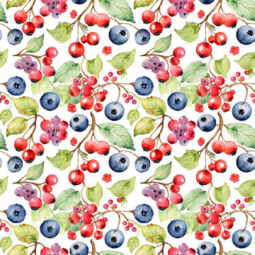 Seamless abstract watercolor natural plant pattern
