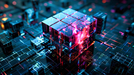 Abstract cyber cube. Future technology concept.