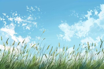 Grassy Field With Blue Sky