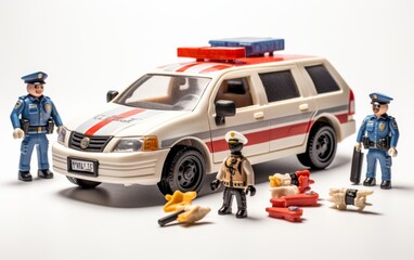 Toy Police Car Action Figures Set Isolated on transparent background