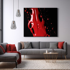 photo illustration with red liquid splash сreated with Generative Ai