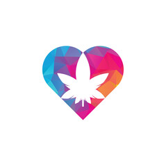 Cannabis heart concept Logo Design. cannabis leaf nature logo vector icon