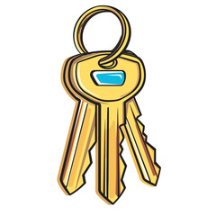 House Keys Cartoon, isolated on transparent background, HD, PNG 